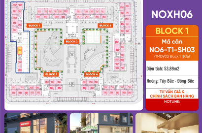 [Căn Góc] Bán Shop TMDV NOXH06 - Block 1 - Diện tích 53.89m²